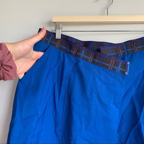Kenzo Blue Mini Skirt with Plaid Accent - Picture 3 of 13